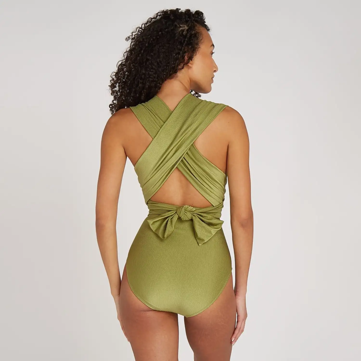 TEN CATE BEACH 60030-5071 Swimsuit multiway padded shiny green rib - Afbeelding 4