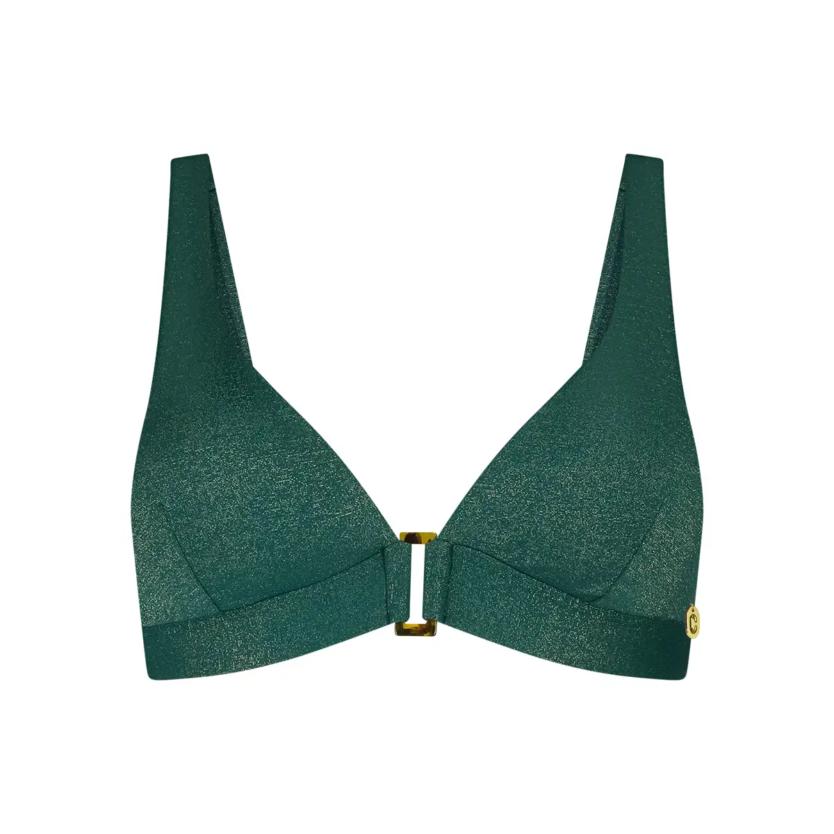 60661-1582 Ten Cate Swim Bikini top triangle buckle push-up bottle green