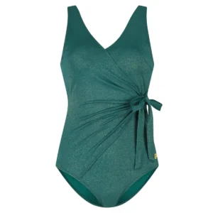 60672-1582 Ten Cate Swim Swimsuit v-neck padded bottle green
